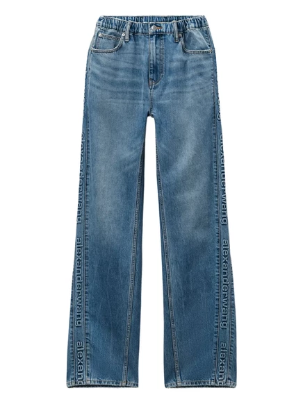 Женские брюки-баллoны Alexander Wang с логотипом, синие