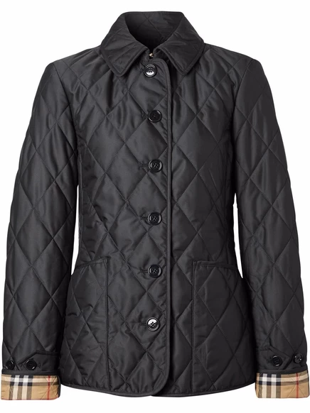 Женская стеганая куртка Burberry ромбовая, черная