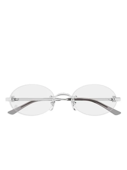 Унисекс очки Cartier Eyewear овальные, серебристые