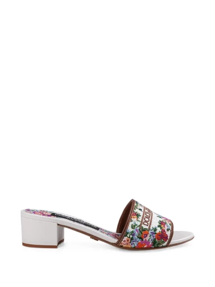 Женские мюли Dolce & Gabbana из кожи с вышивкой, белые