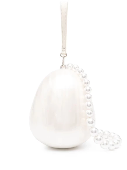 Женская сумка Simone Rocha Egg с жемчугом, молочная