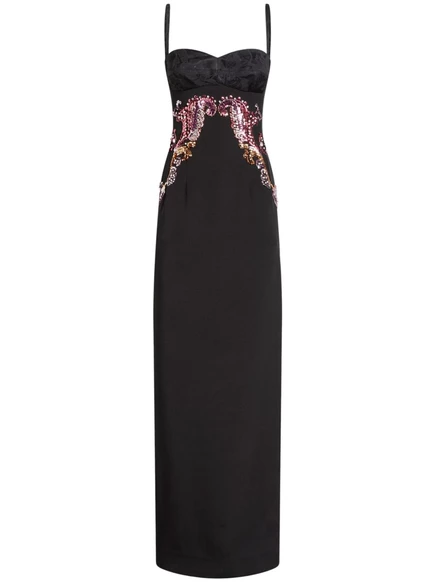 Вышитое шелковое платье ETRO black