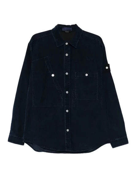 Мужская вельветовая рубашка Stone Island, синяя