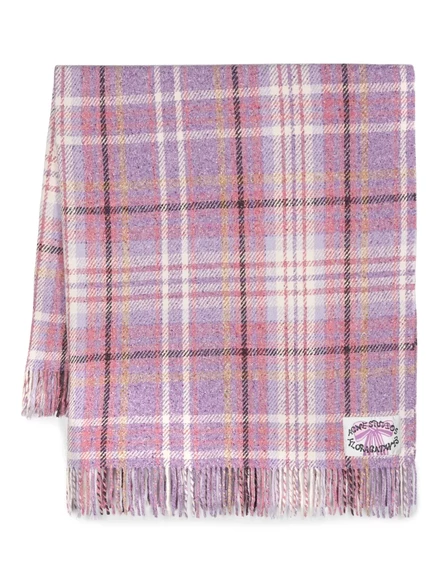 Унисекс шарф Acne Studios вязаный в клетку, фиолетовый