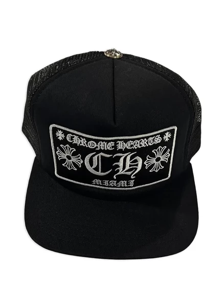 Мужская кепка Chrome Hearts Miami Exclusive тракер с вышитым логотипом, черная