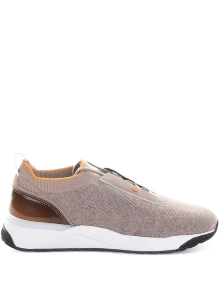 Мужские кеды Santoni с вязаной вставкой, коричневые