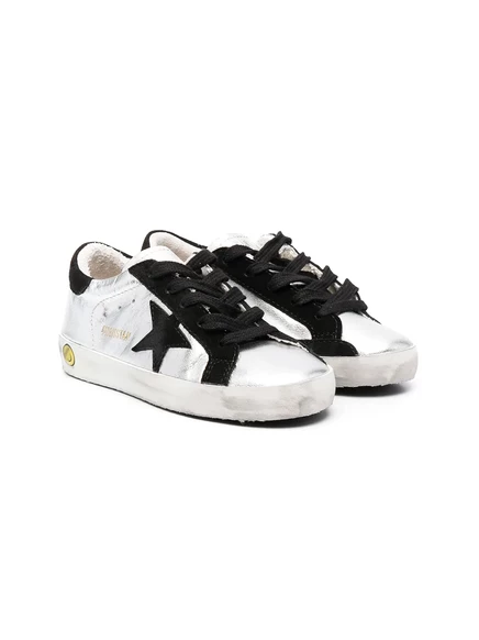 Потертые кроссовки Golden Goose Kids Superstar silver