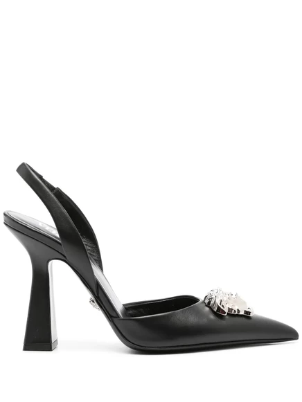 Бывшие в употреблении 105-миллиметровые туфли-лодочки La Medusa на шнуровке от Versace black