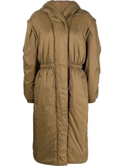 Длинное пальто с капюшоном на подкладке ISABEL MARANT green