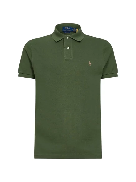 Мужское поло Polo Ralph Lauren с вышитым логотипом, зеленое