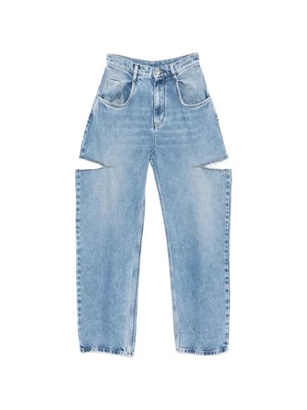 Женские джинсы MM6 MAISON MARGIELA прямые с прорезями, синие