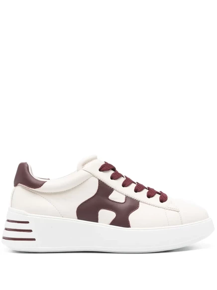 Кожаные кроссовки на платформе Hogan Rebel neutrals