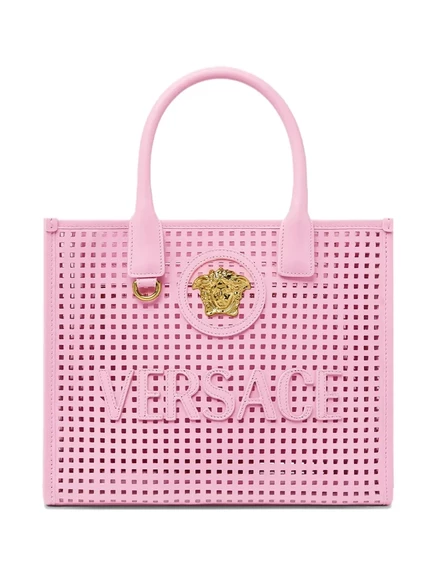 Маленькая сумка-тоут Versace La Medusa с лазерной резкой pink