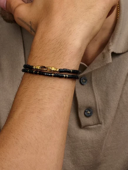 Мужской браслет Nialaya Jewelry Onyx Heishi, черный