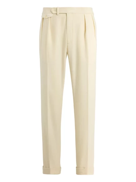 Мужские брюки Ralph Lauren Purple Label плиссе, кремовые