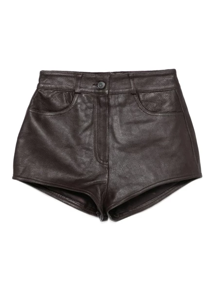 Кожаные шорты с карманами от Frankie Shop Loen brown