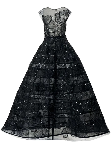 Женское вечернее платье Carolina Herrera с вышивкой, черное