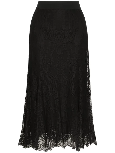 Dolce & Gabbana шантильи-кружевная юбка макси black