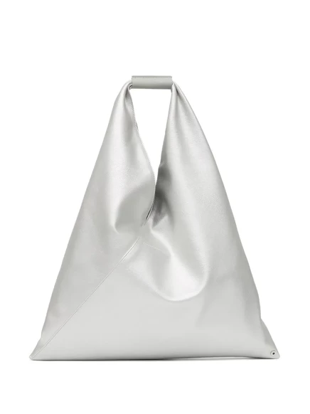 Женская треугольная сумка-тоут MM6 Margiela, серебристая