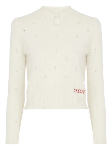 Свитер с вышивкой Chloé Pointelle neutrals