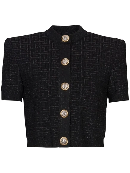 Женский укороченный кардиган Balmain PB Labyrinth, черный