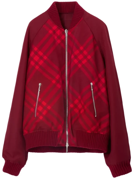 Мужской двусторонний бомбер Burberry клетчатый, красный