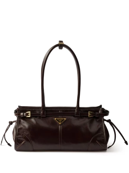 Женская кожаная сумка-тоут Prada Bonnie средняя, коричневая