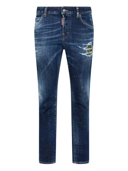 Женские джинсы DSQUARED2 Rebel Teddy с потертостями, синие