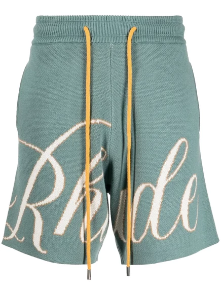 Мужские вязаные шорты RHUDE с логотипом, зеленые