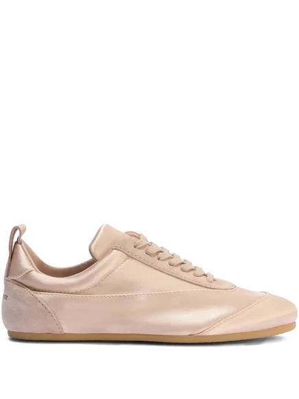 Женские кеды Jil Sander из сатина с замшевой отделкой, розовые
