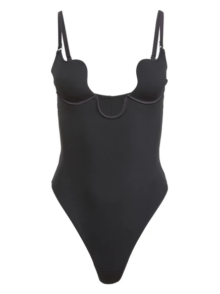 Женское боди Fleur du Mal Le Stretch U-плунж, черное