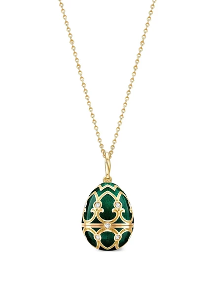Женское золотое ожерелье Fabergé 18K с медальоном, зеленое