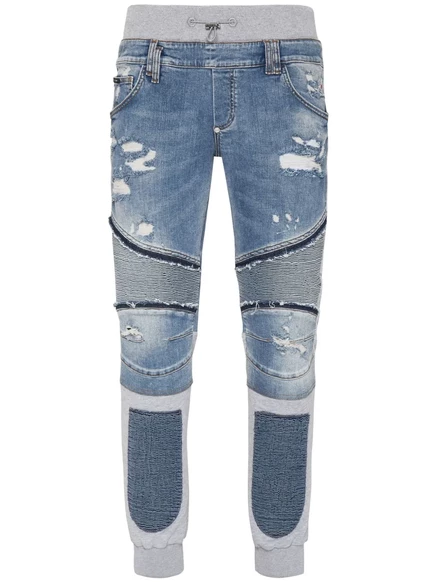 Мужские зауженные джинсы Philipp Plein Skull & Bones, синие