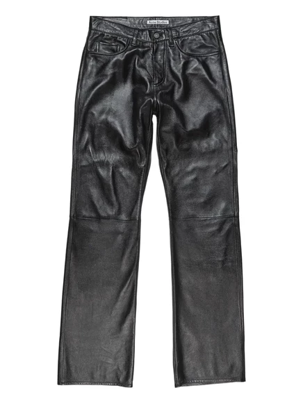 Мужские брюки Acne Studios кожаные прямые, черные