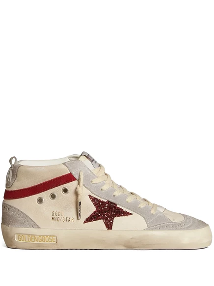Женские кроссовки Golden Goose Mid Star кожаные, светло-бежевые