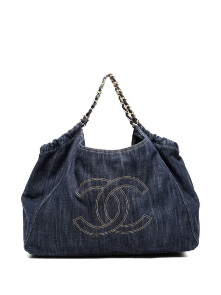 Женская сумка-тоут Chanel из денима, синяя