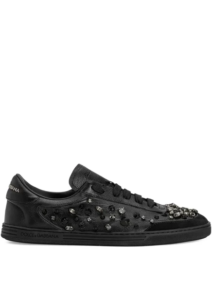 Женские кроссовки Dolce & Gabbana с кристаллами, черные