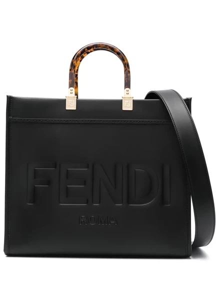 Женская сумка-тоут Fendi Sunshine, кожаная, черная