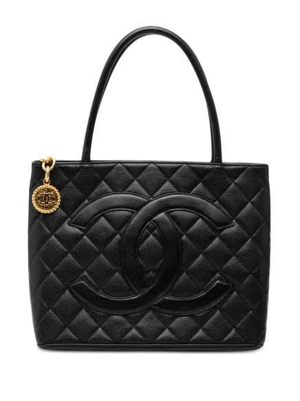 Женская сумка-тоут CHANEL Pre-Owned Caviar Medallion, черная