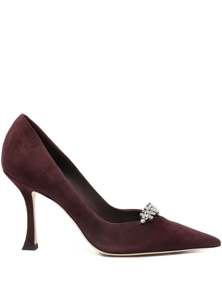 Туфли-лодочки с острым носком Jimmy Choo 90 мм, украшенные кристаллами