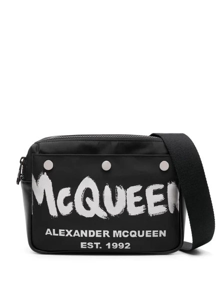 Мужская сумка-мессенджер Alexander McQueen с логотипом, чёрная