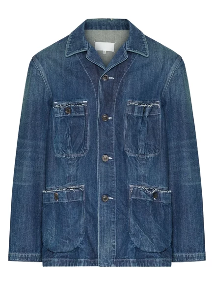 Мужская джинсовая куртка Maison Margiela с карманами, синяя