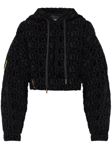 Женское худи Versace I Love Baroque укороченное, черное