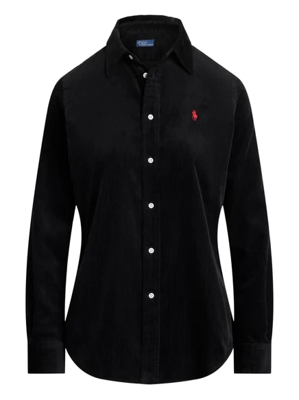 Вельветовая рубашка Polo Ralph Lauren с длинным рукавом и воротником-стойкой black