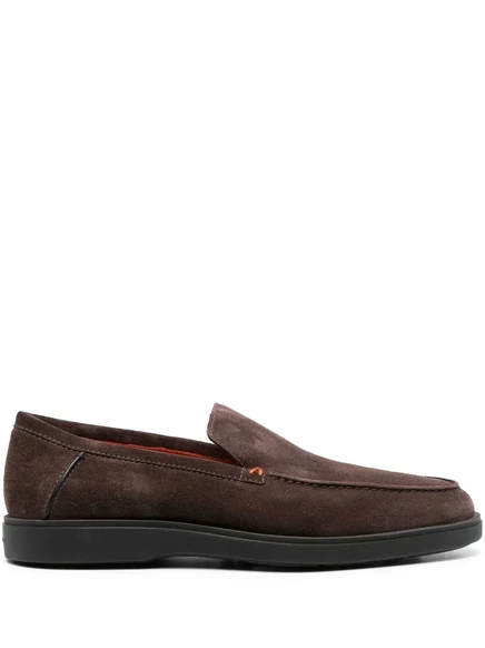 Мужские лоферы Santoni Drain из замши, коричневые