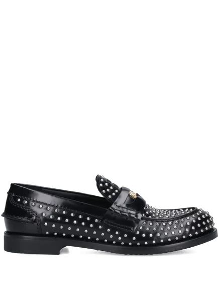 Женские лоферы Miu Miu с заклепками, черные