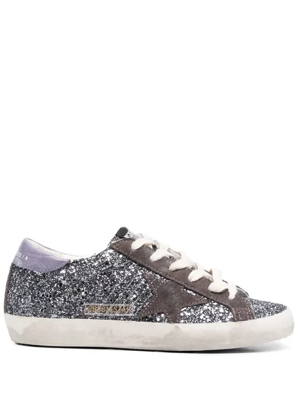 Блестящие кроссовки Golden Goose Super-Star с блестками silver