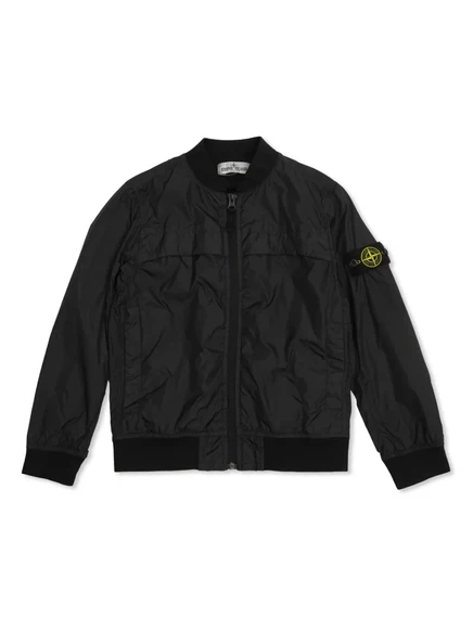 Куртка-бомбер Stone Island Junior с компасом и бейджем black