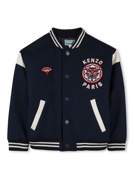 Детская куртка-бомбер Kenzo Kids с логотипом, синяя