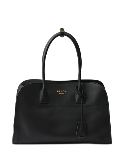 Большая кожаная сумка-тоут Prada black